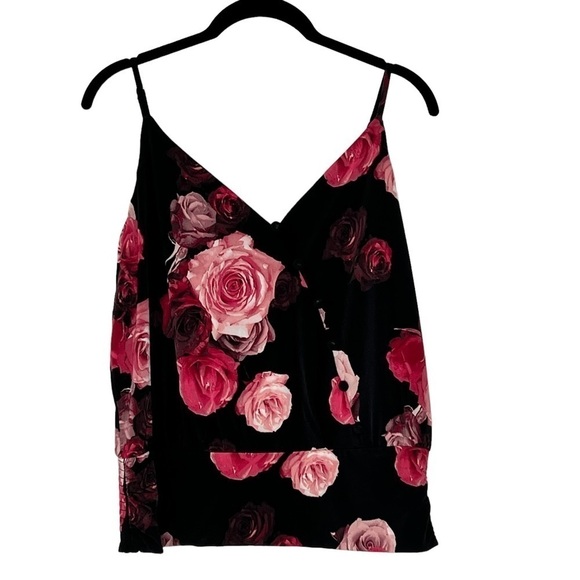 NWT WHBM Floral Red Black Jersey Knit Camisole Button Detail Size M - Picture 14 of 16